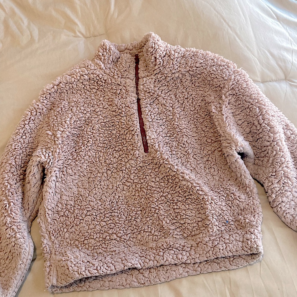 Fuzzy Crop Half Zip Sweater
